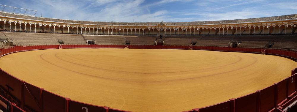 The interior of Plaza de Toros de la Real Maestranza.